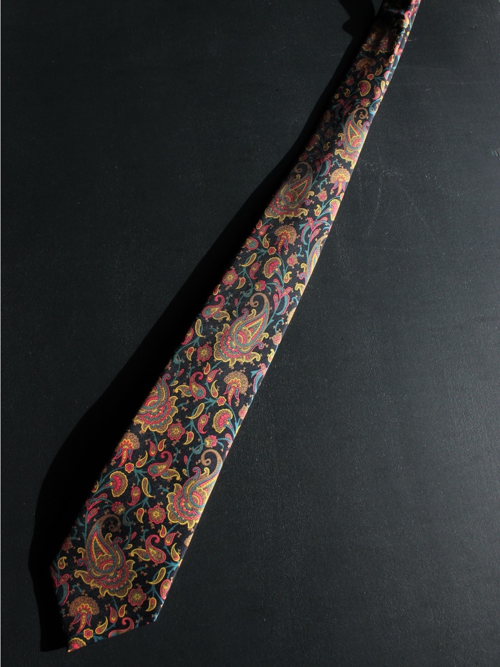 Vintage Christian Dior Paisley Silk Necktie Black Multicolor Designer Tie
